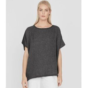 Cuyana Oversized Baby Alpaca Sweater Wool Short Sleeve Charcoal Gray Size S/M